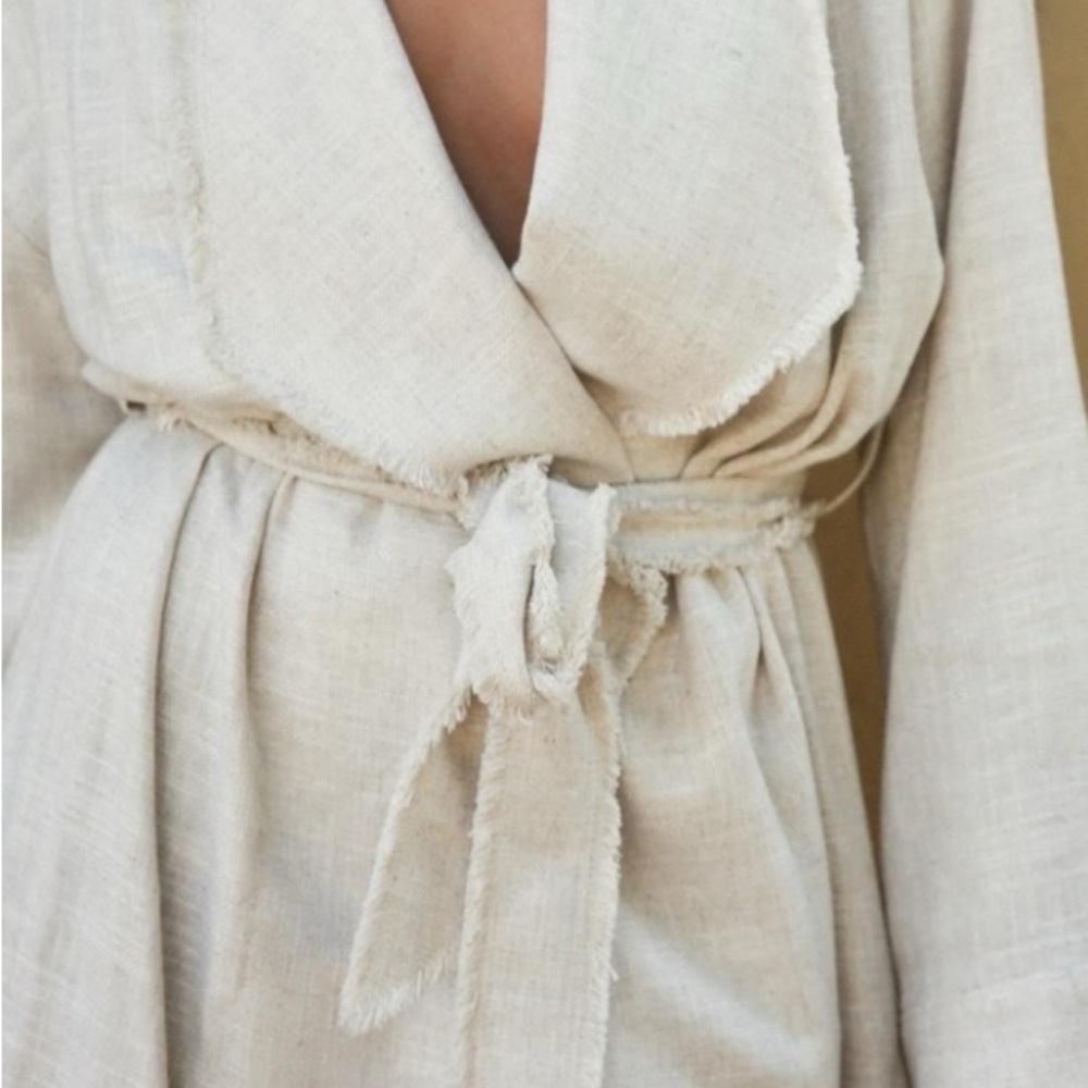 Zara Cream Women's Belted Linen Trench